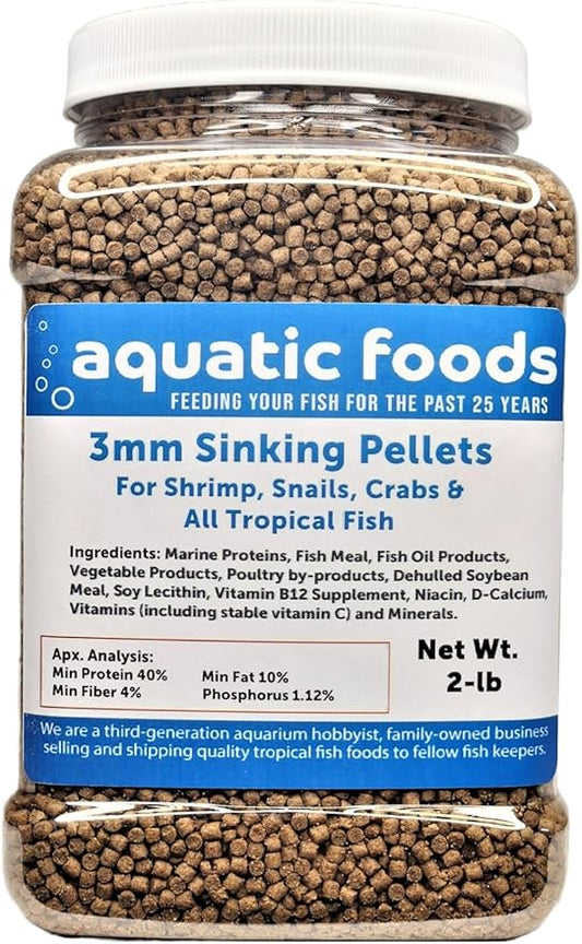 Axolotl 40% Protein 3mm Sinking Pellets Also for Shrimp, Snails, Crabs, Catfish, Plecos for All Tropical Fish. Pellets by Zeiglerr…2-lb Med Jar