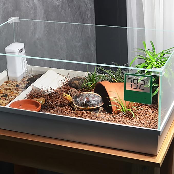 Aquarium Thermometer, Fish Tank Thermometer with Large LCD Display, Stick-on Tank Temp Sensor Ensures Accurate Reading, No Wires C/F Switch