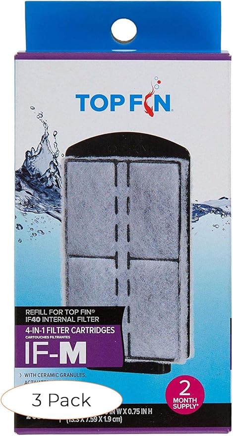 Top Fin 4-in-1 Internal Filter Cartridges IF-M (Medium) Refill for IF40 Internal Filter (2 Count) (Thrее Расk)