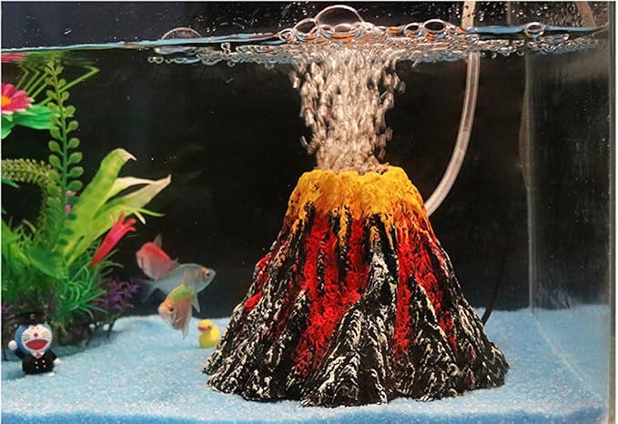 Aquarium Bubbler Volcano Rocks Ornament Decoration kit