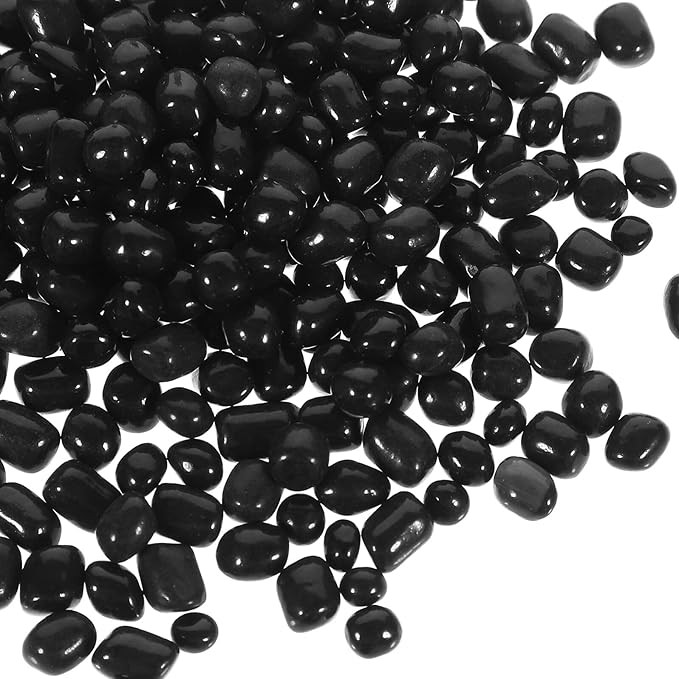 Healifty Black Aquarium Gravel Fish Tank Rocks 3-5mm Glass Beads Decorative Landscaping Stones for Vase and Aquatic Pets Tank Bottom Sand