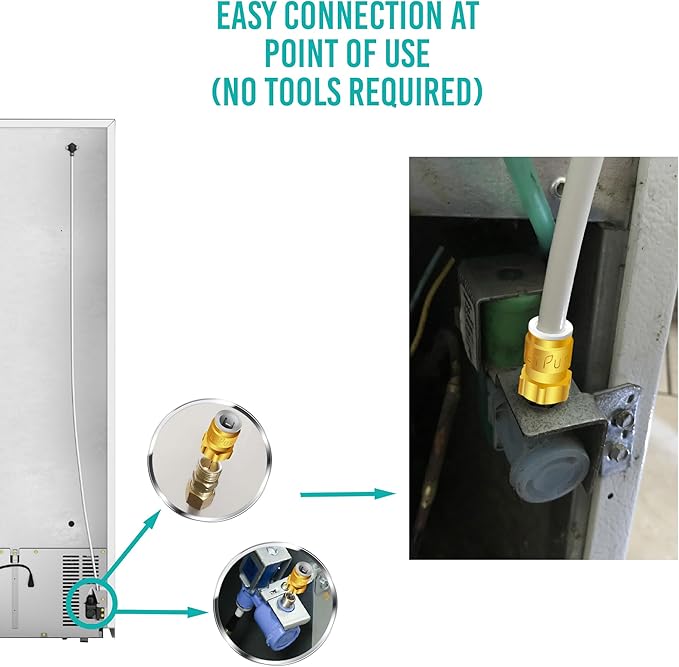 Ice Maker Fridge Quick Installation Kit with 25' Feet Tubing for Drinking Water Appliance Water Line, Solid Brass Stop Tee and Valve, 1/4" Fittings