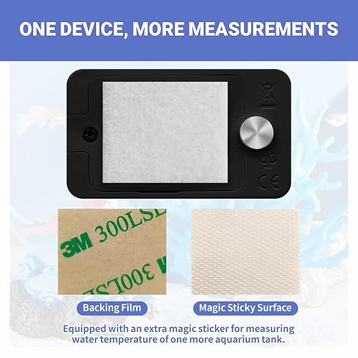 MoonOrange Digital Aquarium Thermometer, Stick-on Fish Tank Thermometer with LED Display, Wireless Aquarium Temperature Measurement with Battery-Change Tool and Extra Sticker.(Black*2)