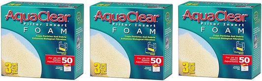 (9 Pack) AquaClear 50-Gallon Foam Inserts, (3 Boxes with 3 Inserts each)