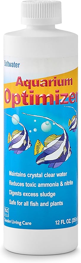 TLC Products, Saltwater Aquarium Optimizer, Crystal Clear Water Treatment, Reduces Ammonia, 12 oz (355ml)