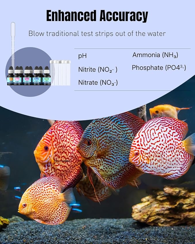 Pawfly 5 in 1 Aquarium Water Master Test Kit, Aquarium Water Test Kit Fish Tank Water Testing Kit for pH Nitrite Nitrate Ammonia & Phosphate, Aquarium Test Kit for Freshwater & Saltwater Fish Tanks