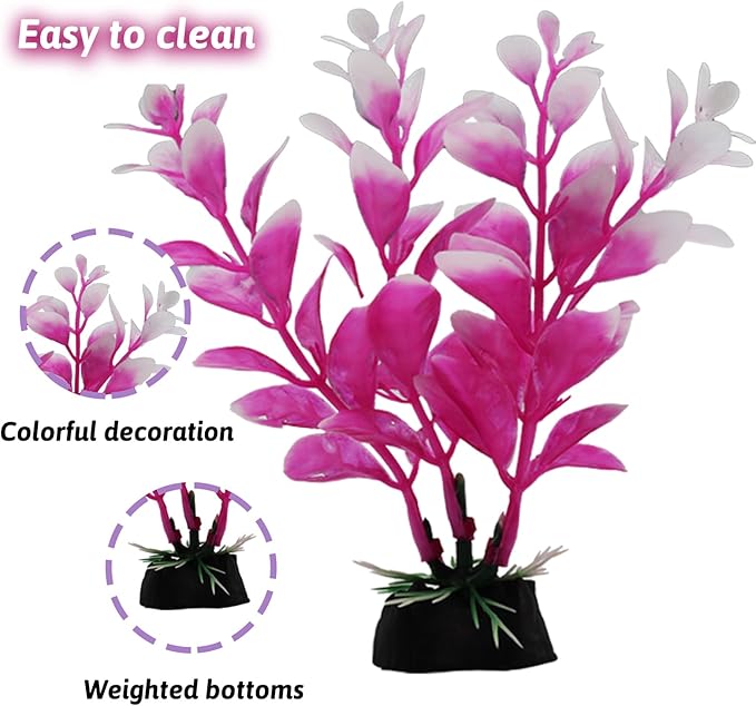 QUOZUO Fish Tank Decorations Plants with Resin Coral, 8 pcs Aquarium Decorations Small Plants Plastic, Fish Tank Accessories Aquarium Decor