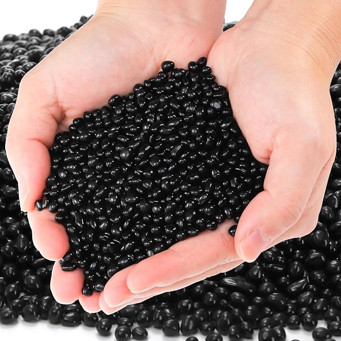 SOUJOY 3 LB Small Aquarium Substrate Gravel Sand, Polished Smooth Fish Tank Gravel, Black Crystal Chip Stone, Natural Decorative Mini Pebbles for Potted Plant, Vase Fillers, Fish Tank Rock
