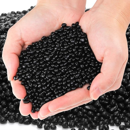 SOUJOY 3 LB Small Aquarium Substrate Gravel Sand, Polished Smooth Fish Tank Gravel, Black Crystal Chip Stone, Natural Decorative Mini Pebbles for Potted Plant, Vase Fillers, Fish Tank Rock