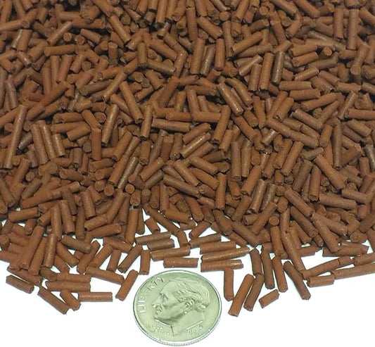 Bloodworm 3/64" x 1/4" Sinking Micro Sticks for Discus, Cichlids, Carnivores, Plecos, Catfish, Shrimp, Snails, All Community Tropical Fish...1/4-lb