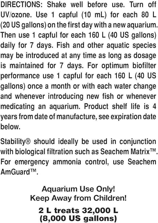 Seachem Stability Fish Tank Stabilizer - For Freshwater and Marine Aquariums 2L / 67.6 oz