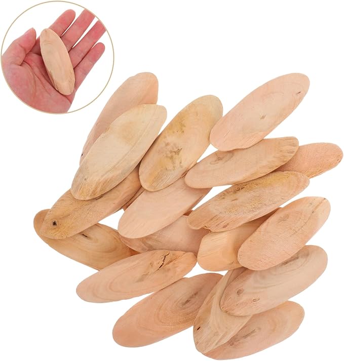 20pcs Natural Driftwood Oval Slices for Craft Decor Rustic Wooden Tags for Wedding Centerpieces Holiday Decorations for Aquariums Home Decor