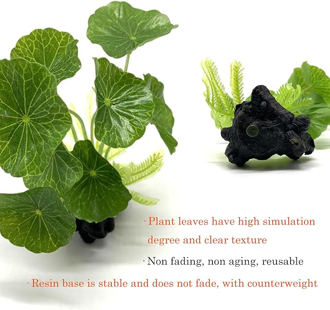 2 Piece Faux Fish Tank Betta Artificial Lotus Leaf Plants Large Soft Fake Plastic Aquarium Plants Silk Realistic Decorations