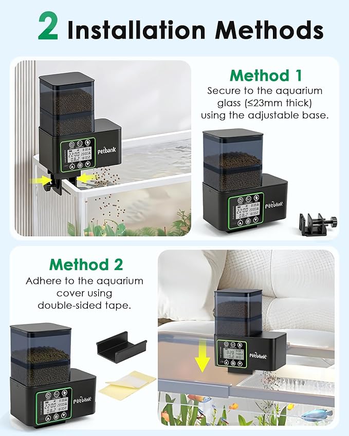 Automatic Fish Feeder for Aquarium - 230/510ml Timer Fish Feeder Dispenser with 0.1-2g Precision Feeding, Moisture-Proof Auto Fish Feeder with Feed Cleaning & Shortage Alert, USB Rechargeable