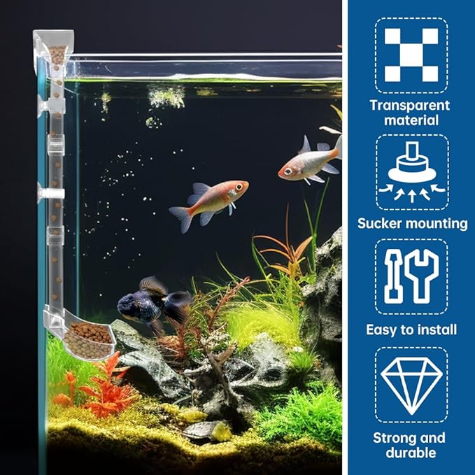 Shrimp Feeder: Tube & Dish Set, Anti-Scatter, Adjustable Height for Aquariums/Tanks | Ideal for Fishkeepers