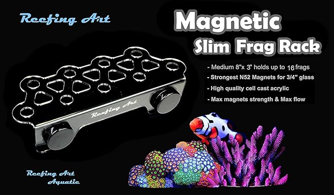 Magnetic Coral Frag Rack Strongest N52 Magnets Holds up to 41 Plugs (Medium Slim)