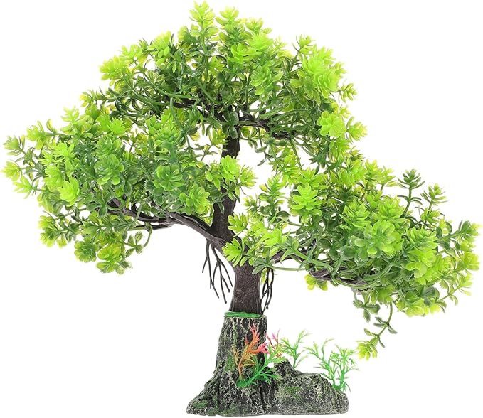 POPETPOP Aquarium Tree Decor 10.62In Artificial Plastic Water Plant Fish Tank Bonsai for Home Office Aquarium Landscape Decoration