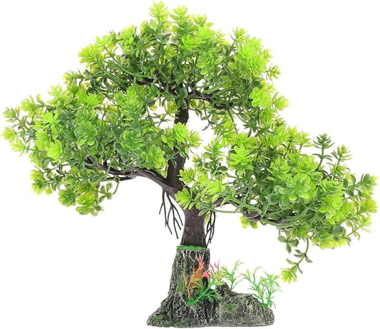 POPETPOP Aquarium Tree Decor 10.62In Artificial Plastic Water Plant Fish Tank Bonsai for Home Office Aquarium Landscape Decoration