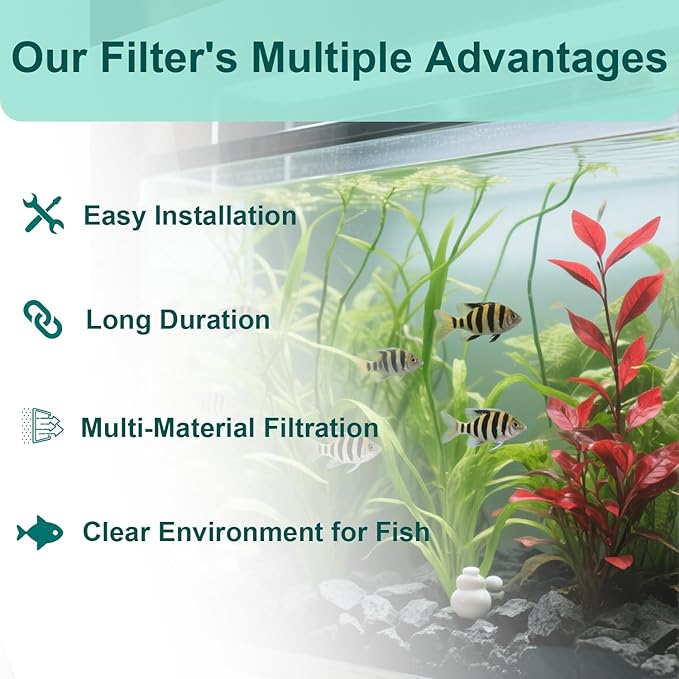 4 Set of Three-Stage Filtration Tank Filter Maintenance Kit, Replacement for AquaClear 20 Power Filter, Fish Tank Filter for 5- to 20-Gallon Aquariums