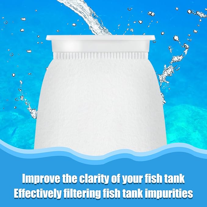 7 Inch Rectangle Filter Sock, 8 Pcs Saltwater Aquarium Filter Bags 300 μm Aquarium Filter Accessories for Saltwater Freshwater Fish Tank Filter