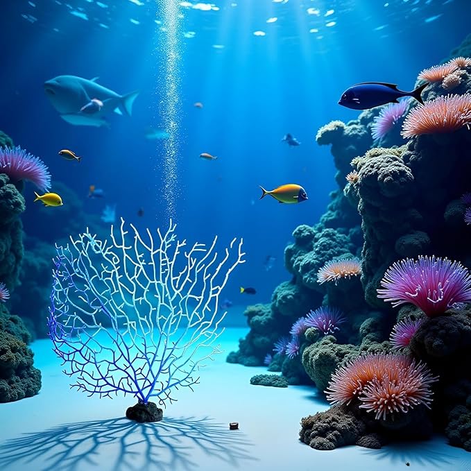 Blue Artificial Coral Branch Faux Aquariums Ornament Fish Tanks Landscape Sea Fan Decorations Artificial Coral Branch Aquarium Décor