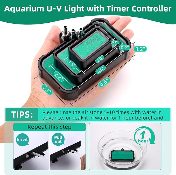 hygger Air Stone for Aquarium: High Dissolved Oxygen Diffuser Kit for Freshwater or Saltwater Fish Tank and Hydroponic Hydroponics Air Pump- 2.2W x 3L Inch Air Bubble Stone
