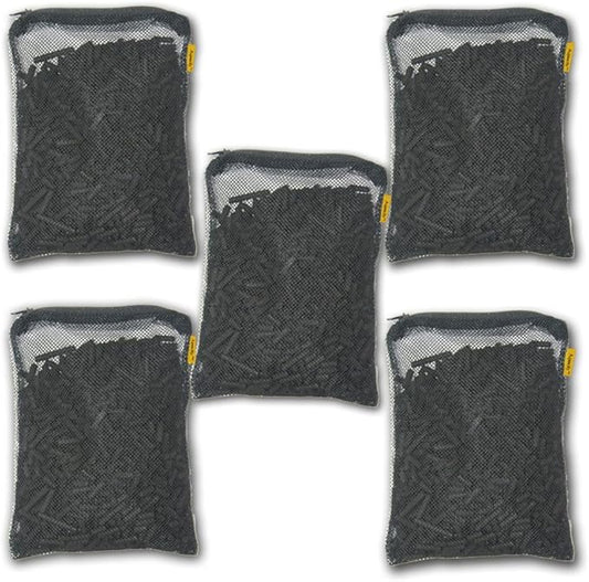 Aquacity Canister Filter Media Replacement Bags - Activated Charcoal Pellet Carbon, Bio Ceramic Rings, 1" Bio Sponge Balls for Aquarium Fish Pond Tank Canister Water Filtration (Carbon 5-Pack)