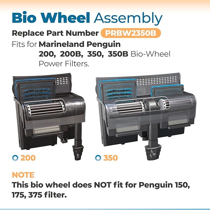 ANTOBLE Bio Wheel Assembly Fish Tank Aquarium Filter Replacement Parts Compatible with Marineland Penguin 200 200B 350 350B Bio-Wheel Power Filters (2 Pack, Replace PRBW2350B)