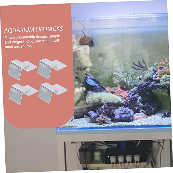 BESPORTBLE 8pcs Stainless Steel Fish Tank Lid Holder Clips Aquarium Glass Cover Support Brackets for Rimless Aquariums Elegant Design for Fish Tank Accessories