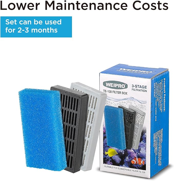 Replacement Cartridge for Fish Tank Filter TE-100 with Aquarium Filter Foam, Active Carbon and Ceramic Ring(TE100-S)