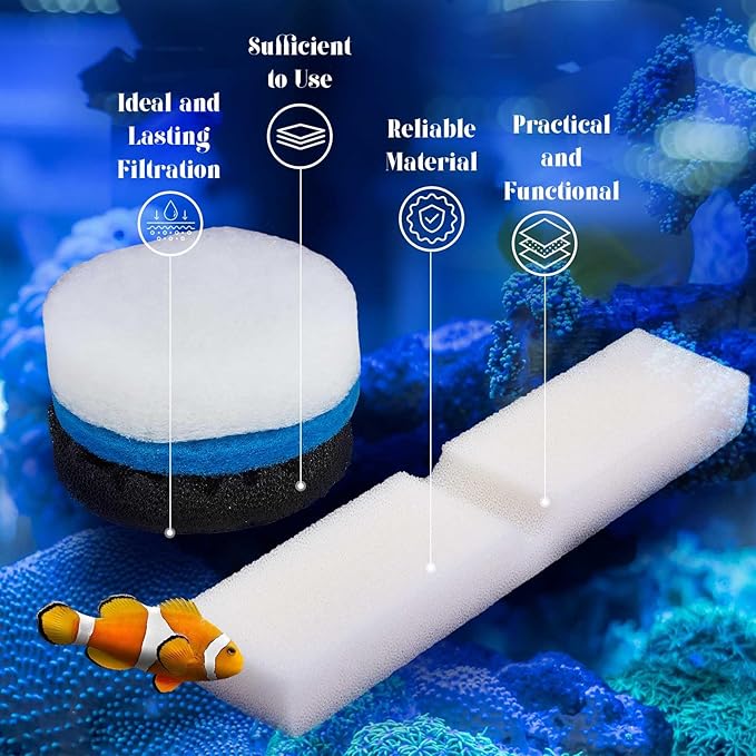 Threlaco 17 Pcs Filter Media Replacement Set Compatible with Fluval Fx4 Fx5 Fx6, Including Fine Filter Water Polishing Pads, Foam, Foam Block, Activated Carbon, Silicone Lube, Mesh Bags