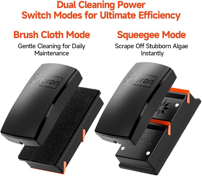 Elyron Dual Scraper Magnetic Aquarium Cleaner,Strong Magnetic Fish Tank Cleaner & Aquarium Algae Scraper for Glass/Acrylic Tanks, All-In-One Fish Tank Glass Cleaning Tool