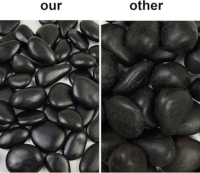 gemshan 2lb Black Pebbles for Plants Polished Stone Bulk 7mm-9mm River Rocks for Aquarium Vase Plant Decoration