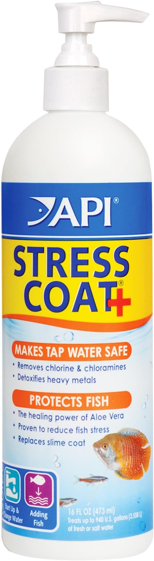 API STRESS COAT Aquarium Water Conditioner 16-Ounce Bottle