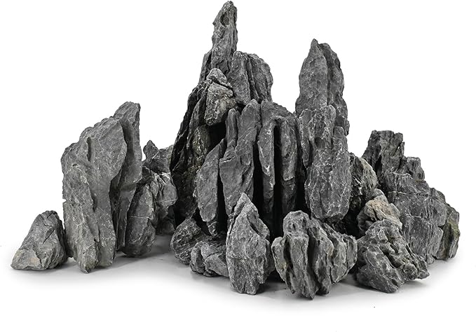 Unocho Seiryu Stone Aquarium Rocks 40lb Natural Fish Tank Rocks for Aquascaping Garden Landscaping Decoration Paludarium Amphibian Enclosures(3-12 Inches)