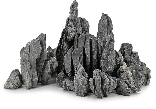 Unocho Seiryu Stone Aquarium Rocks 40lb Natural Fish Tank Rocks for Aquascaping Garden Landscaping Decoration Paludarium Amphibian Enclosures(3-12 Inches)