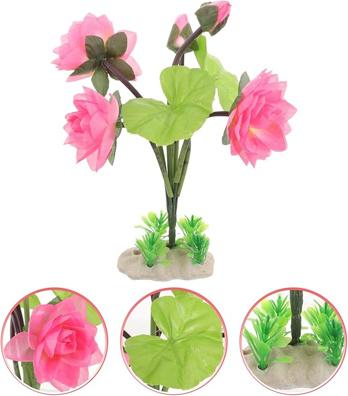 Milisten Artificial Lotus Flower Decoration for Fish Tank Realistic Faux Water Lily Ornament for Aquariums Elegant Aquarium Plant Accessory for Home and Office Decor