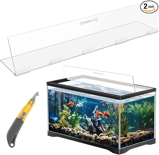 Sieral Aquarium Polycarbonate Canopy Set 35.13 x 17.13 x 0.12 Inch for 50/65/84 Gallon Without Center Brace Aquariums Cover Fish Tank Lid with a Hook Knife, Clear