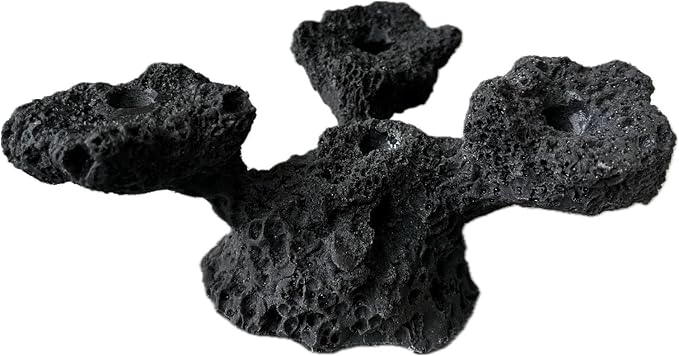 4 Hole Tripod Frag Rack/Rock for Coral Plug Ons and Reef Tank Aquariums (Black)