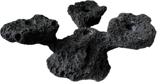 4 Hole Tripod Frag Rack/Rock for Coral Plug Ons and Reef Tank Aquariums (Black)