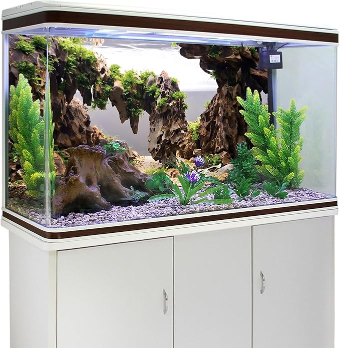 AWERT 48x18 inches Viewing Stone Fish Tank Background Aquatic Plant River Bed & Lake Aquarium Background Seaweed Aquarium Vinyl Background
