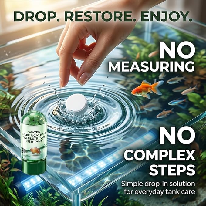 Water Purification Tablets for Fish Tank, Powerful Aquarium Water Purification Tablet, Efficient Clear Turbidity & Improve Water Quality, Remove All Kinds of Turbidity from Fish TankWater (9pcs)