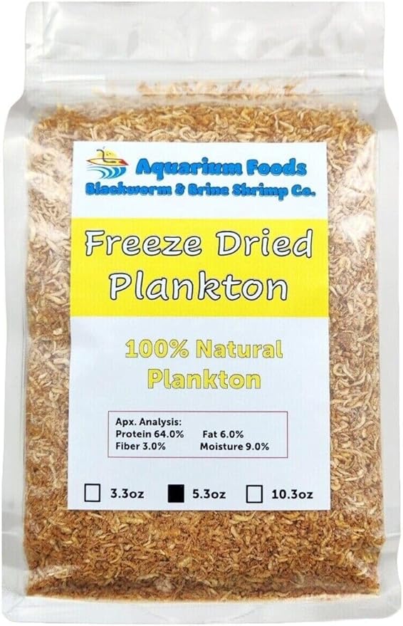 Plankton, Freeze Dried Pacific Plankton for All Marine Fish, Corals, Anemones, All Tropical Fish, Cichlids, Discus, Tetras, Goldfish, Koi & Pond Fish…5.3oz Clear Bag