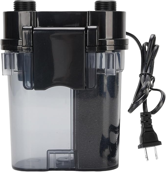 Aquarium Hang On Filter, 300L / H 4W Plastic External Wall Mounted Fish Filter, Submersible Hanging Activated Carbon Biochemical Aquarium for Water Pressure Pump (US Plug 110V)
