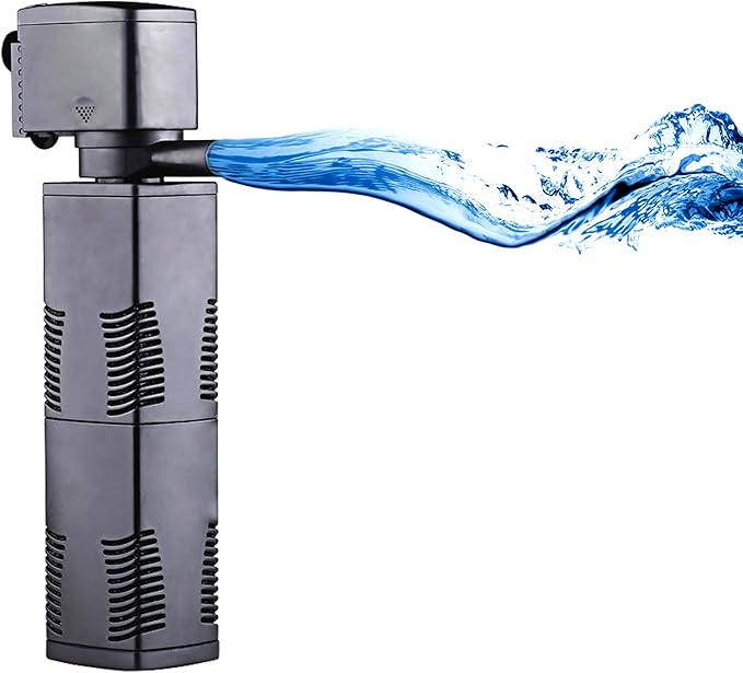 TEPU Fish Tank Filter for 100-200 Gallon, Small Pond Filter 420GPH, 4 in 1 Large Aquarium Filter and Powerful Water Pump, Fish Tank Pond Oxygen Supply and Wave Maker