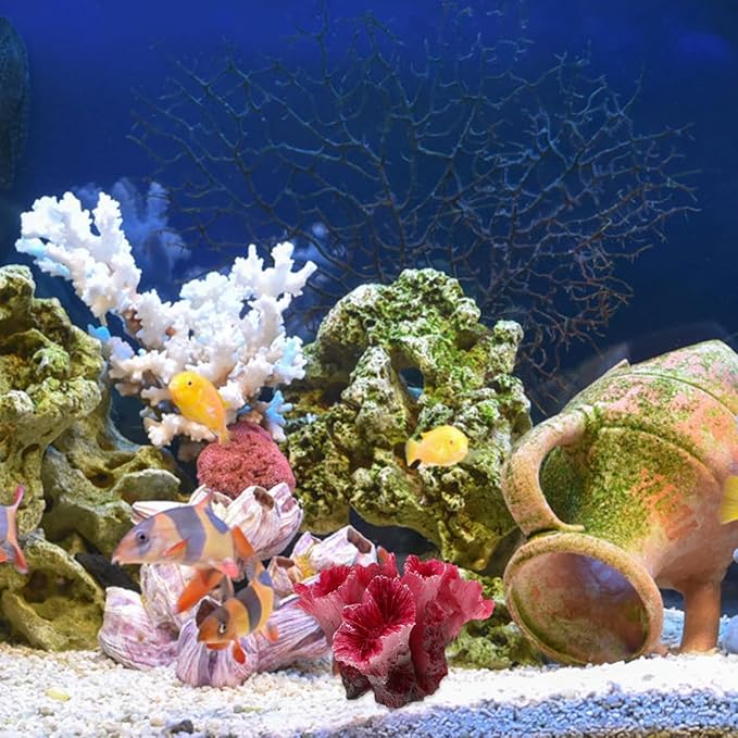 Ipetboom 2pcs Artificial Reef Coral Aquarium Decorations, Red Fish Tank Ornaments, Home Tank Decor Coral for Aquarium Landscape, 2.8x2 Inch