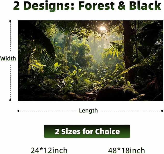 2 Pack Aquarium Background, Vinyl Cloth Fish Background, Forest & Black, for Terrarium Decor Background 24×12 inch