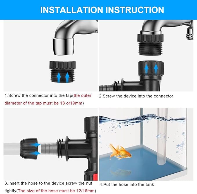 balacoo New Quick Water Changer Aquarium Water Changer Aquarium Water Changer Faucet Aquarium Gravel Fish Tank Siphon Cleaner Replacement Faucet Nozzles Water Tank Cleaner