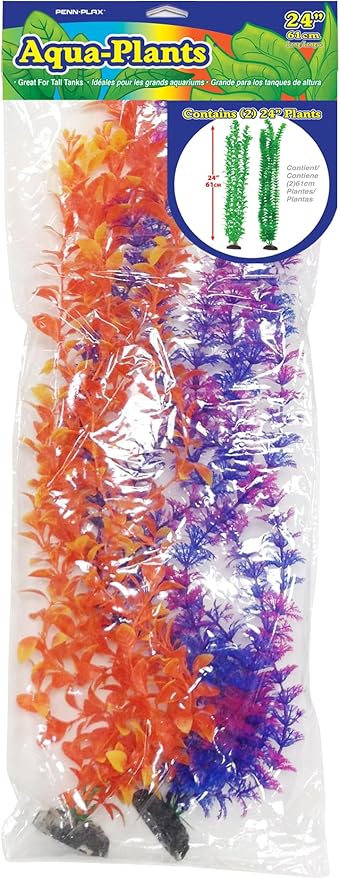 Penn-Plax Aqua-Plants Plastic Aquarium 2 Piece Plant Bundle – Vivid Appearance and Gentle Texture – Multicolor – 24” Height