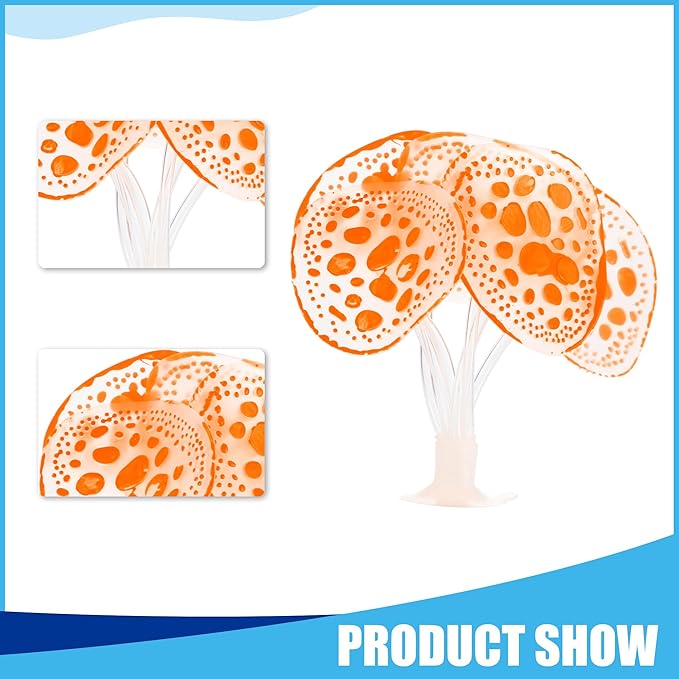 Soft Silicone Glowing Simulation Coral, Fluorescence Aquatic Artificial Water Plants for Aquarium (Orange)